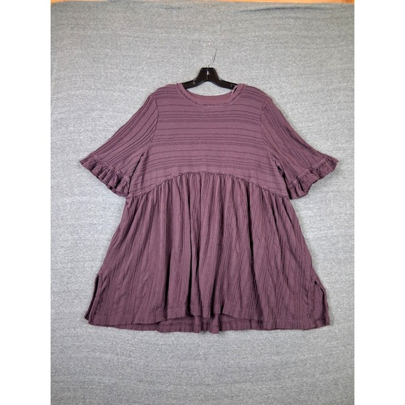 Free People Tops - Free People Womens Shirt XL Purple Take A Spin Tunic Babydoll Boho Lagenlook